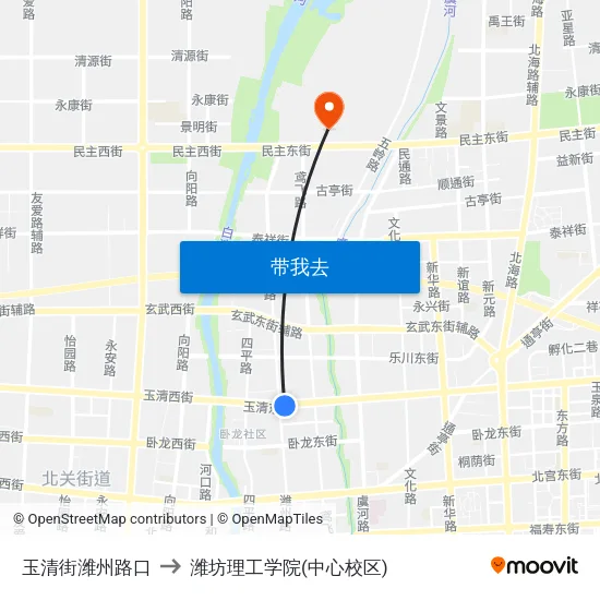 玉清街潍州路口 to 潍坊理工学院(中心校区) map