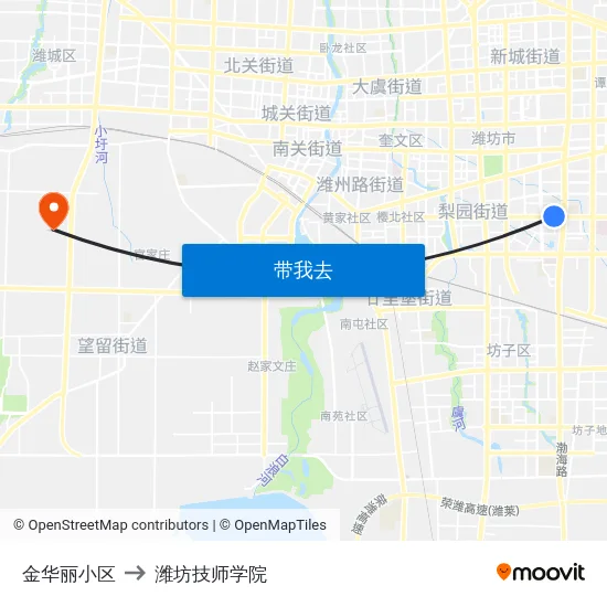 金华丽小区 to 潍坊技师学院 map