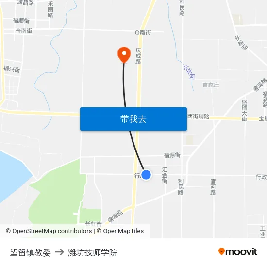 望留镇教委 to 潍坊技师学院 map