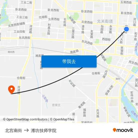 北宫南街 to 潍坊技师学院 map