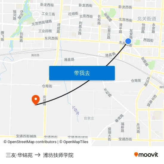 三友·华锦苑 to 潍坊技师学院 map