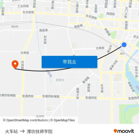 火车站 to 潍坊技师学院 map
