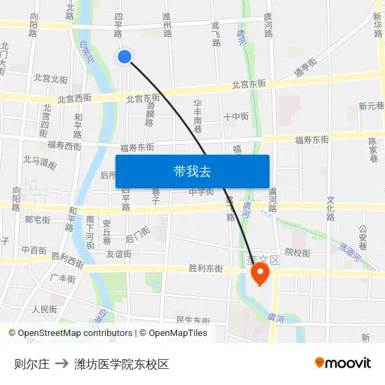 则尔庄 to 潍坊医学院东校区 map
