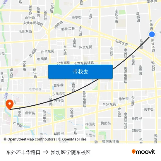 东外环丰华路口 to 潍坊医学院东校区 map