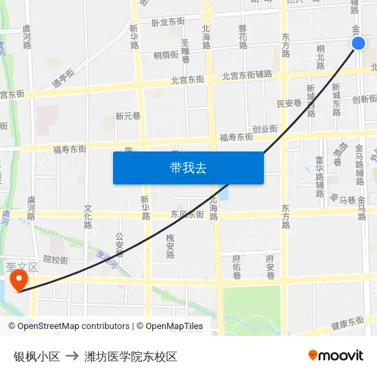 银枫小区 to 潍坊医学院东校区 map
