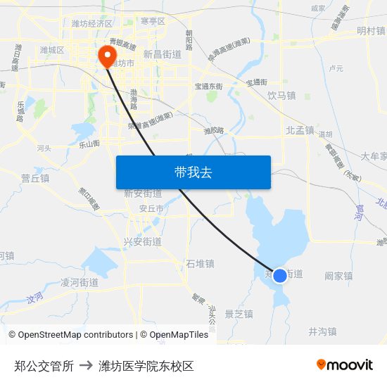 郑公交管所 to 潍坊医学院东校区 map
