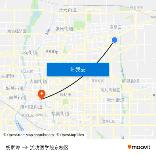 杨家埠 to 潍坊医学院东校区 map