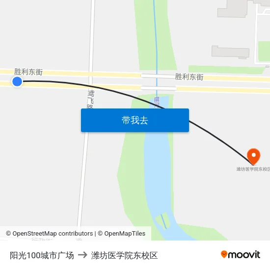 阳光100城市广场 to 潍坊医学院东校区 map