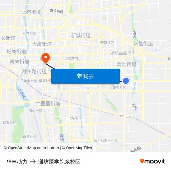 华丰动力 to 潍坊医学院东校区 map