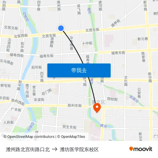 潍州路北宫街路口北 to 潍坊医学院东校区 map