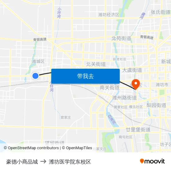 豪德小商品城 to 潍坊医学院东校区 map