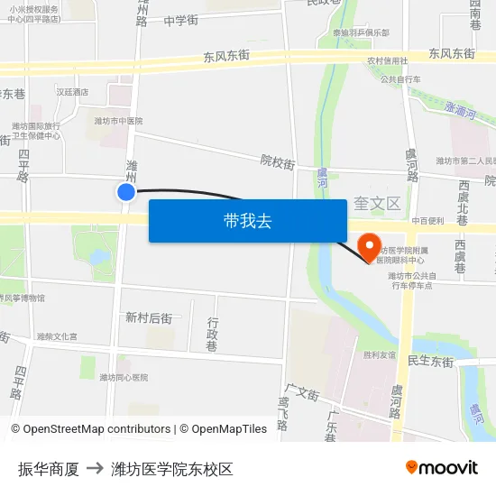 振华商厦 to 潍坊医学院东校区 map