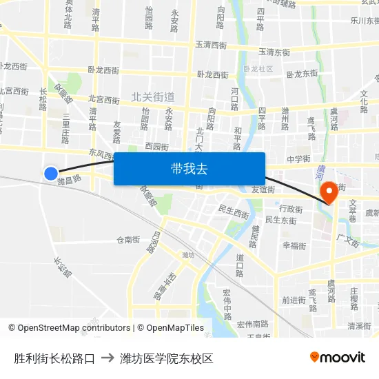 胜利街长松路口 to 潍坊医学院东校区 map