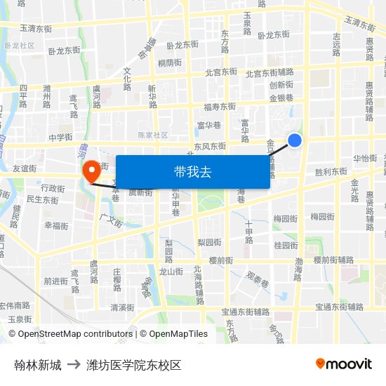 翰林新城 to 潍坊医学院东校区 map