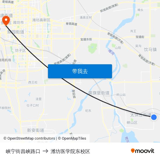 峡宁街昌峡路口 to 潍坊医学院东校区 map