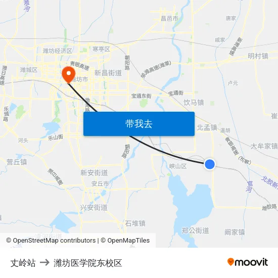 丈岭站 to 潍坊医学院东校区 map