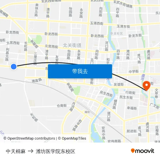 中天棉麻 to 潍坊医学院东校区 map