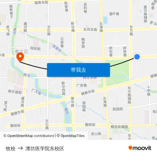牧校 to 潍坊医学院东校区 map