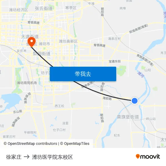 徐家庄 to 潍坊医学院东校区 map