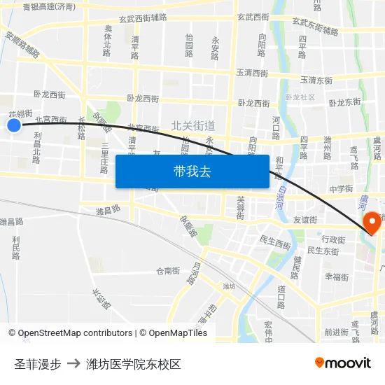 圣菲漫步 to 潍坊医学院东校区 map