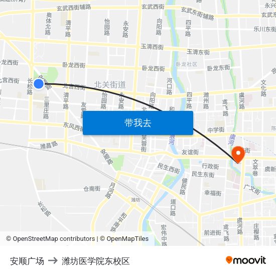 安顺广场 to 潍坊医学院东校区 map