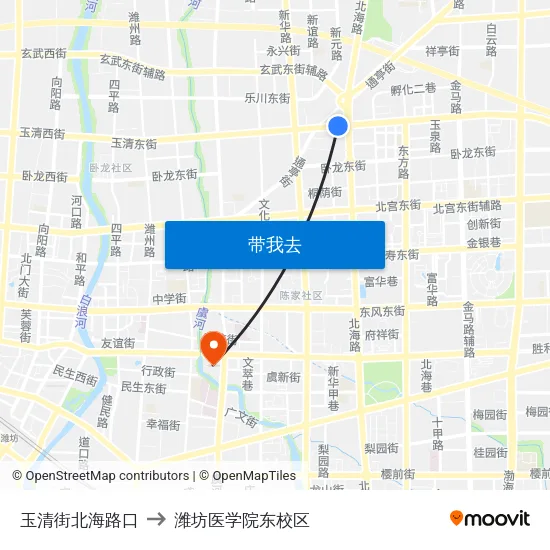 玉清街北海路口 to 潍坊医学院东校区 map