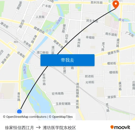 徐家恒信西江月 to 潍坊医学院东校区 map