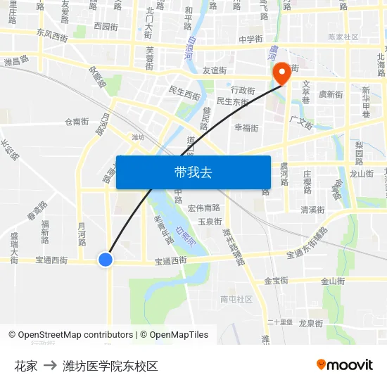 花家 to 潍坊医学院东校区 map