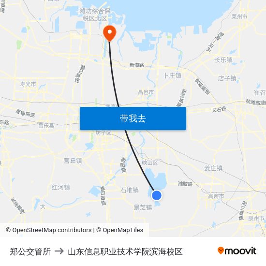 郑公交管所 to 山东信息职业技术学院滨海校区 map