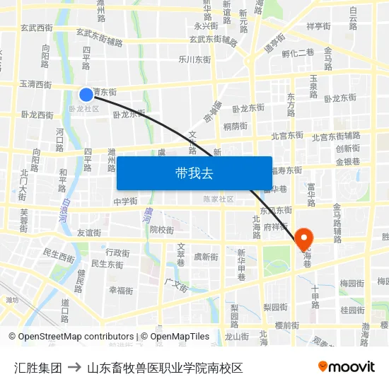汇胜集团 to 山东畜牧兽医职业学院南校区 map