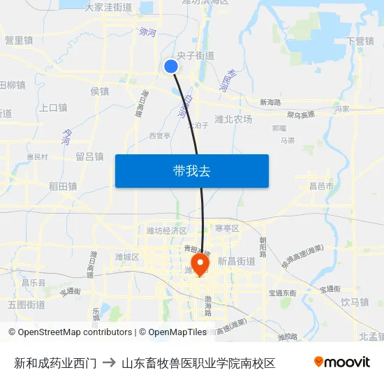 新和成药业西门 to 山东畜牧兽医职业学院南校区 map