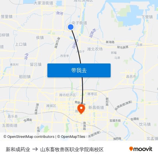 新和成药业 to 山东畜牧兽医职业学院南校区 map