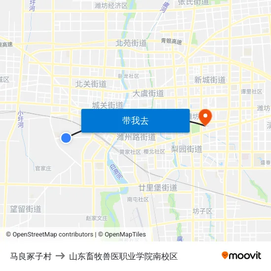 马良冢子村 to 山东畜牧兽医职业学院南校区 map