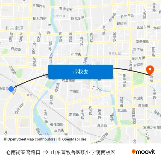 仓南街春鸢路口 to 山东畜牧兽医职业学院南校区 map