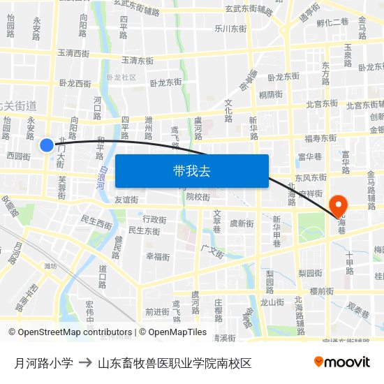 月河路小学 to 山东畜牧兽医职业学院南校区 map