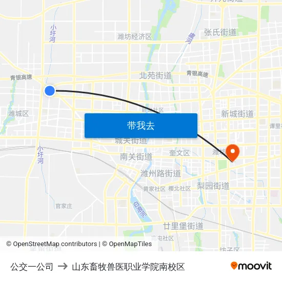 公交一公司 to 山东畜牧兽医职业学院南校区 map