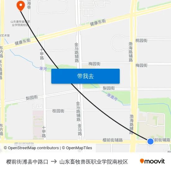 樱前街潍县中路口 to 山东畜牧兽医职业学院南校区 map