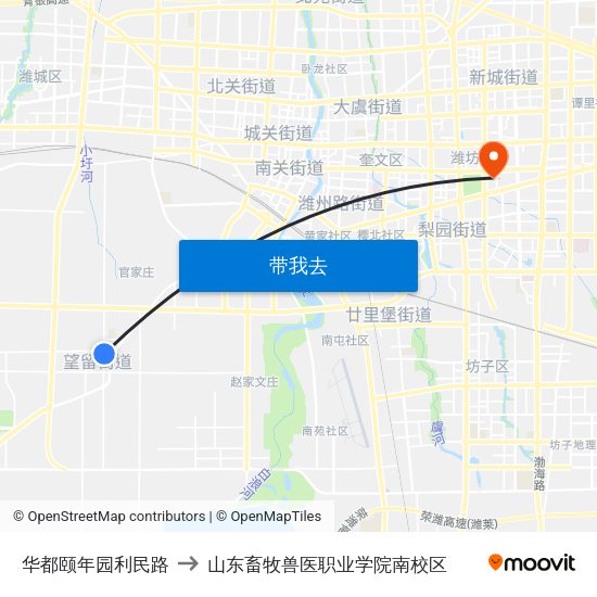 华都颐年园利民路 to 山东畜牧兽医职业学院南校区 map