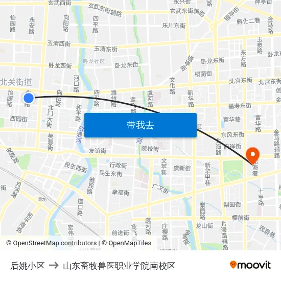 后姚小区 to 山东畜牧兽医职业学院南校区 map