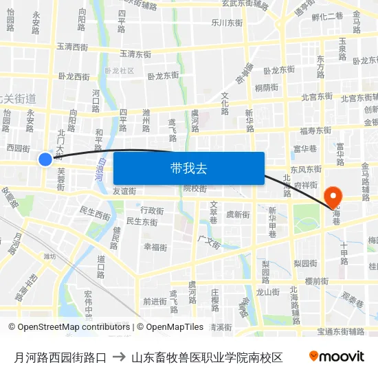 月河路西园街路口 to 山东畜牧兽医职业学院南校区 map