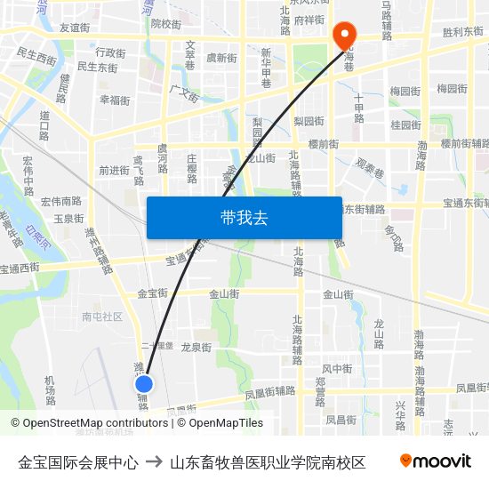 金宝国际会展中心 to 山东畜牧兽医职业学院南校区 map