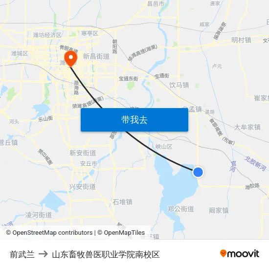 前武兰 to 山东畜牧兽医职业学院南校区 map