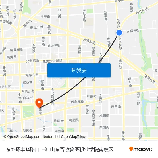 东外环丰华路口 to 山东畜牧兽医职业学院南校区 map