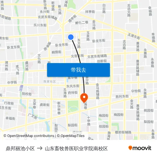 鼎邦丽池小区 to 山东畜牧兽医职业学院南校区 map
