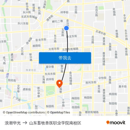 浪潮华光 to 山东畜牧兽医职业学院南校区 map