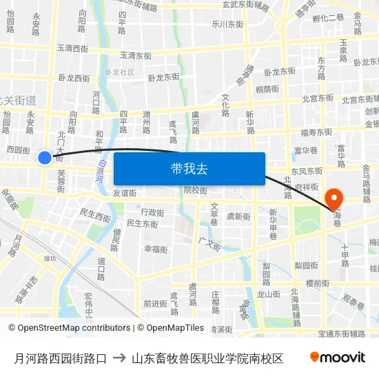 月河路西园街路口 to 山东畜牧兽医职业学院南校区 map