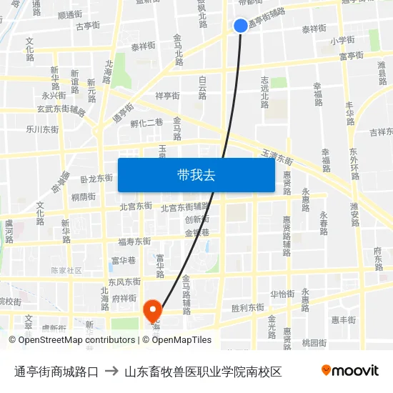 通亭街商城路口 to 山东畜牧兽医职业学院南校区 map