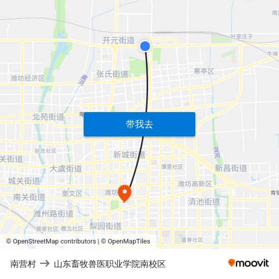 南营村 to 山东畜牧兽医职业学院南校区 map