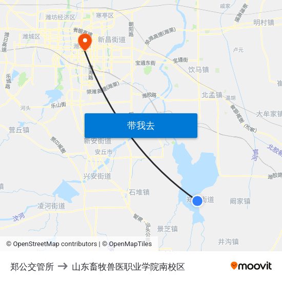 郑公交管所 to 山东畜牧兽医职业学院南校区 map