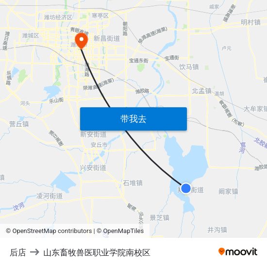 后店 to 山东畜牧兽医职业学院南校区 map